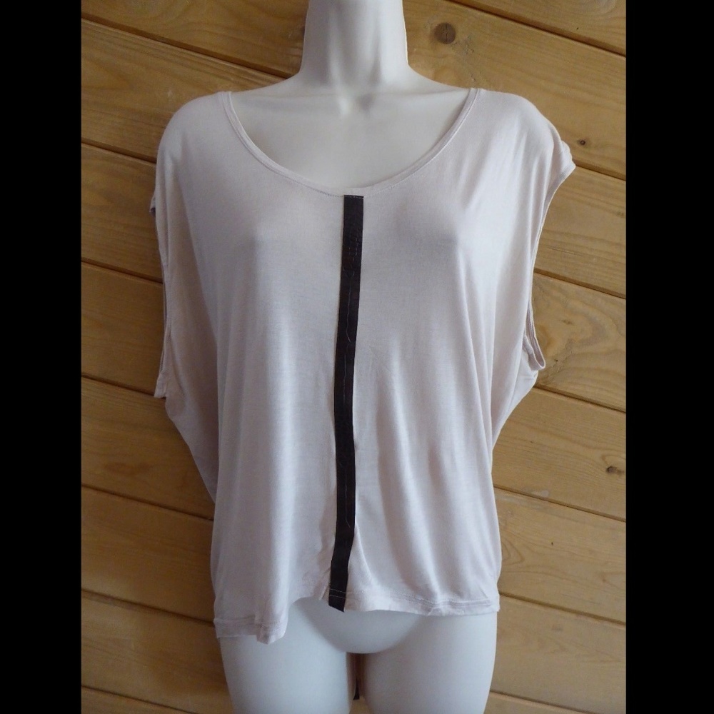 Trouve Beige Faux Leather Shirt Stretchy Tank Top Layer Sleeveless